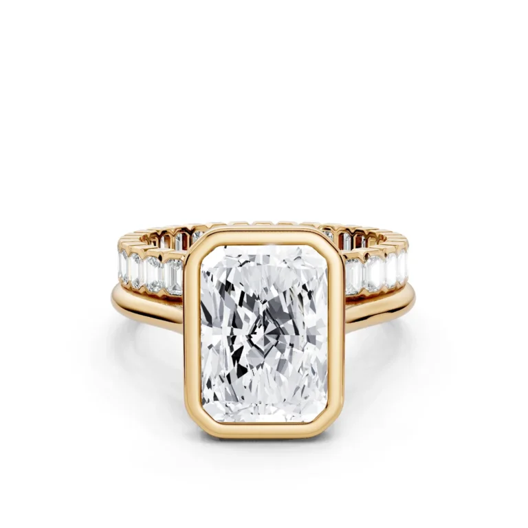 01 Affinity Bezel Radiant Bridal Set