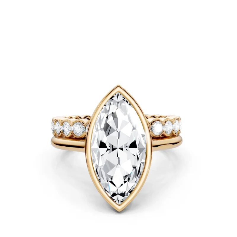 01 Destiny Bezel Marquise with Round Bridal Set