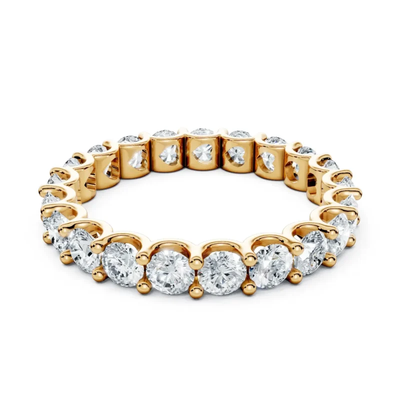 01 Eternity Stack Single Row Prong Setting Shared Prong Light Pass full coverage round 2.9