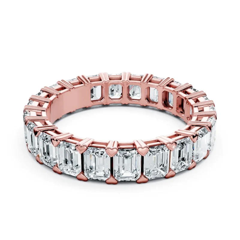 01 Eternity Stack Single Row Prong Setting V Prong Light Pass North South full coverage emerald 4.2