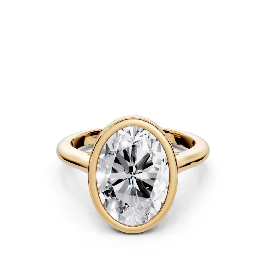 01 Solitary Fashion Bezel Bridge Floating Standard Profile Solitaire Standard oval engagement ring 1