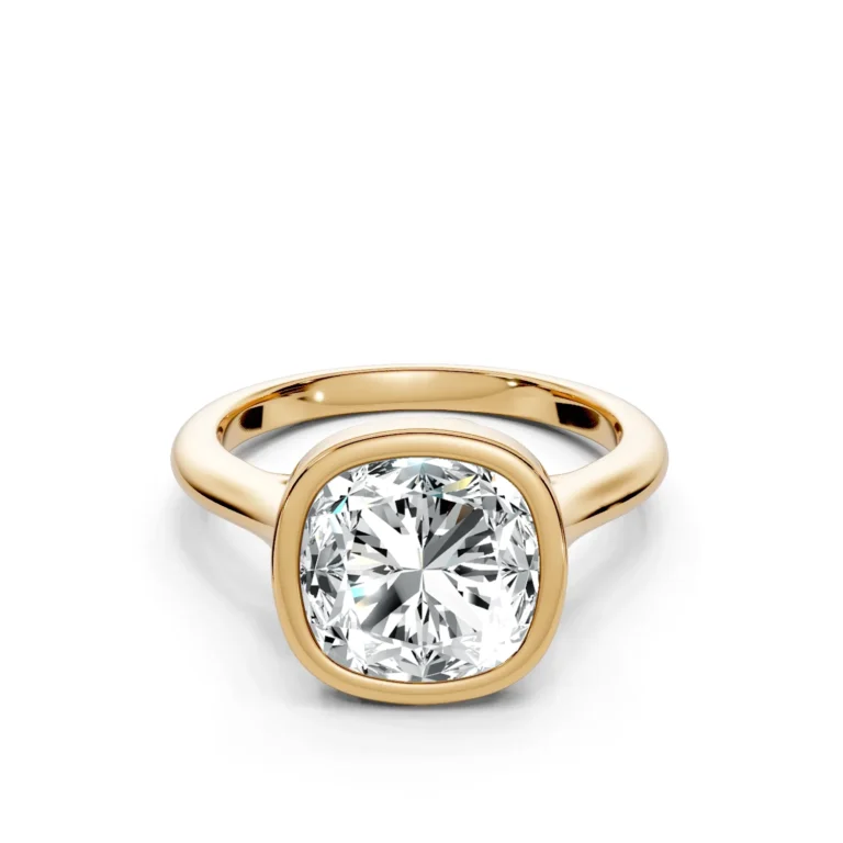 01 Solitary Fashion Bezel Cathedral Outstanding Profile Solitaire Comfort cushion engagement ring 1