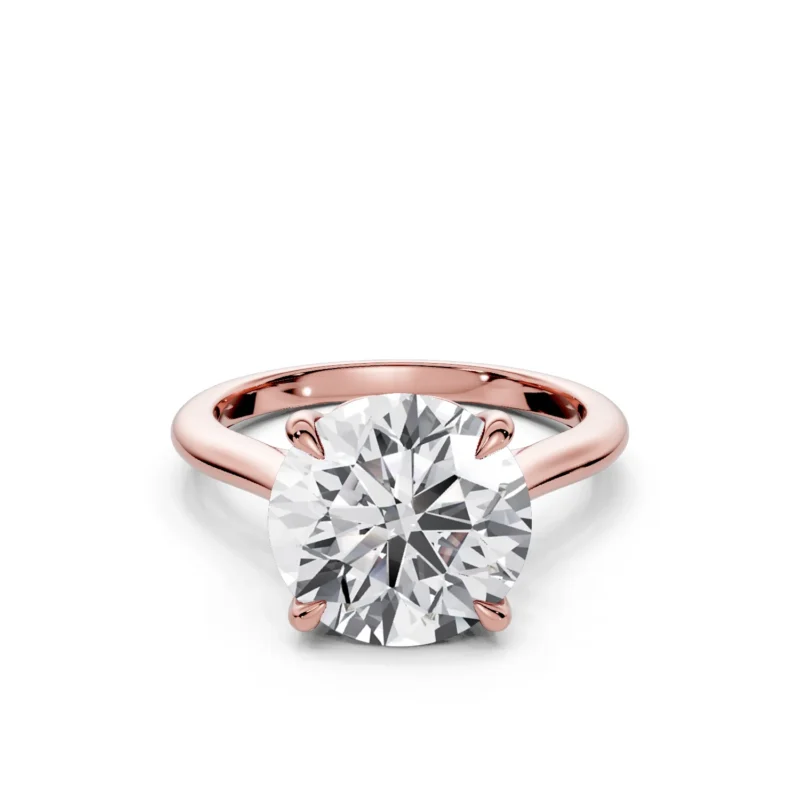 01 Solitary Fashion Four Prong Cathedral Standard Profile Solitaire Comfort round engagement ring 2