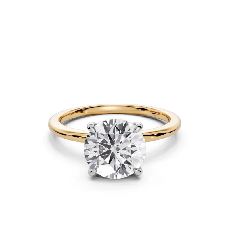 01 Solitary Fashion Four Prong Standard Profile Solitaire Standard Two Tone round engagement ring 副本