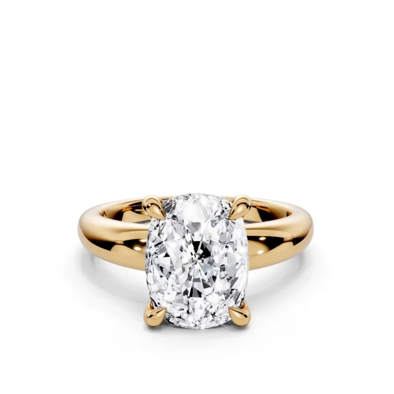 01 Solitary Four Prong Standard Profile Light Pass Solitaire Comfort elongated cushion engagement ring