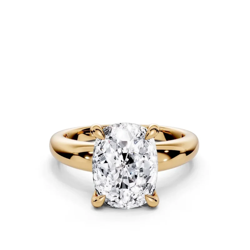 01 Solitary Four Prong Standard Profile Light Pass Solitaire Comfort elongated cushion engagement ring
