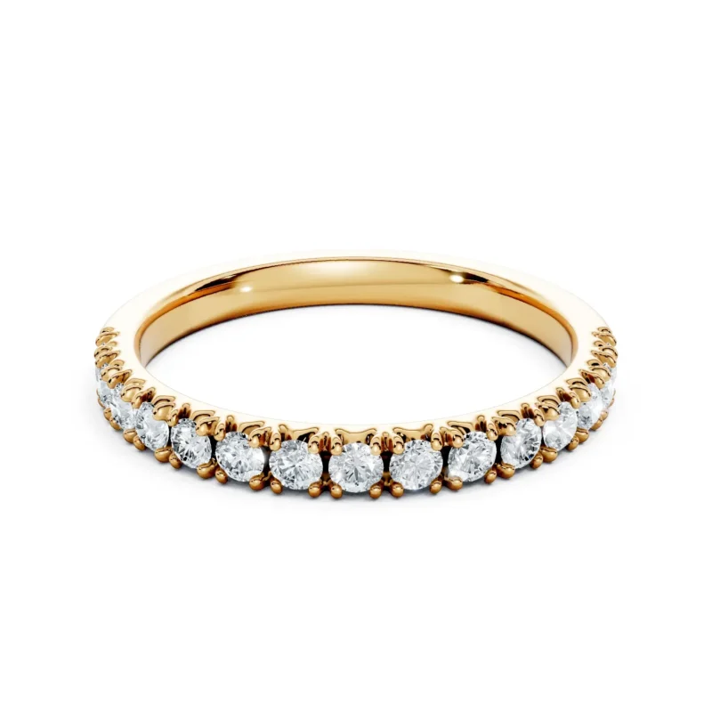 01 Stack Single Row Pavé Setting French Pavé Bezel Base 1 2 coverage round 2.3