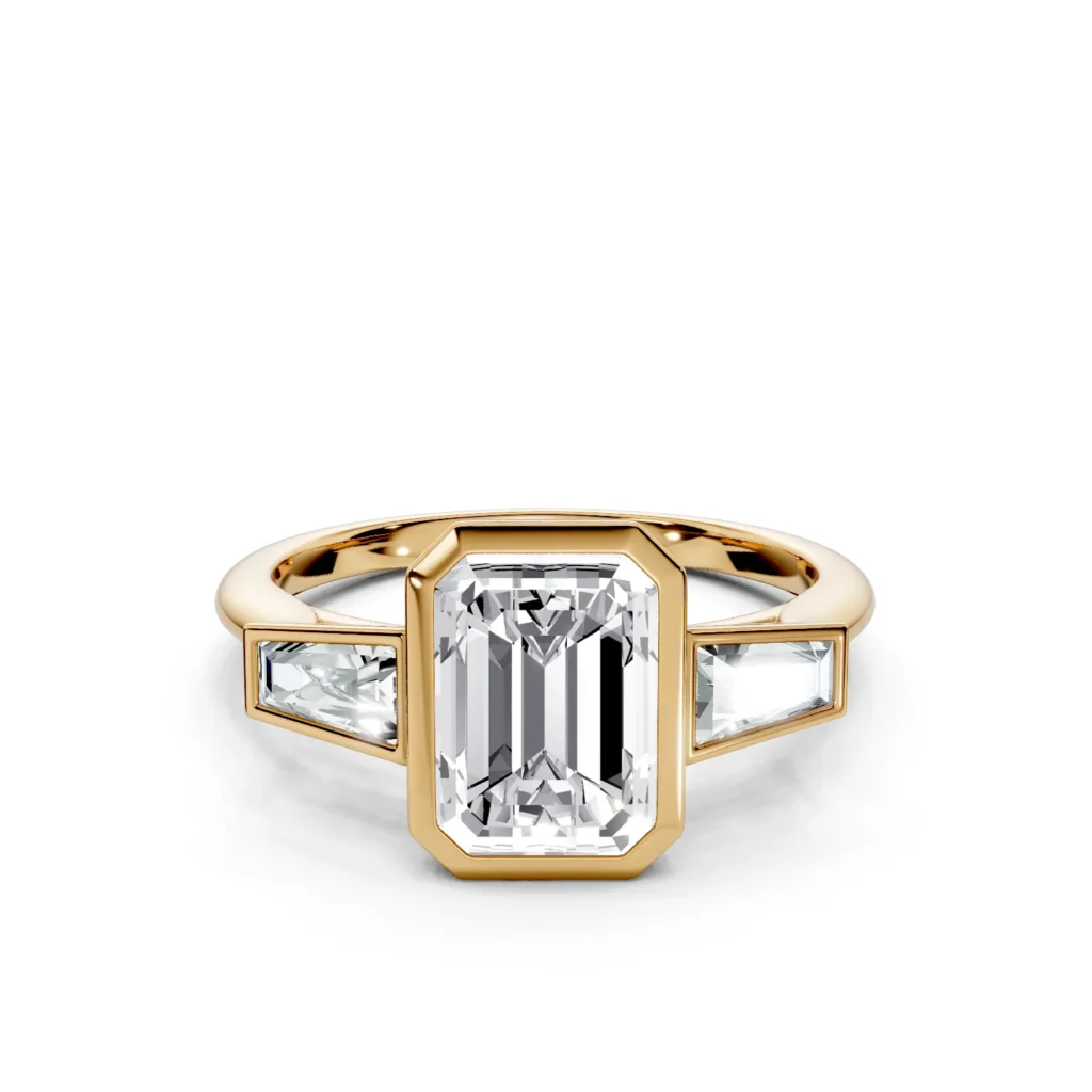 01 Three Stone Fashion Bezel Light Pass Standard Profile Solitaire Standard emerald engagement ring 1