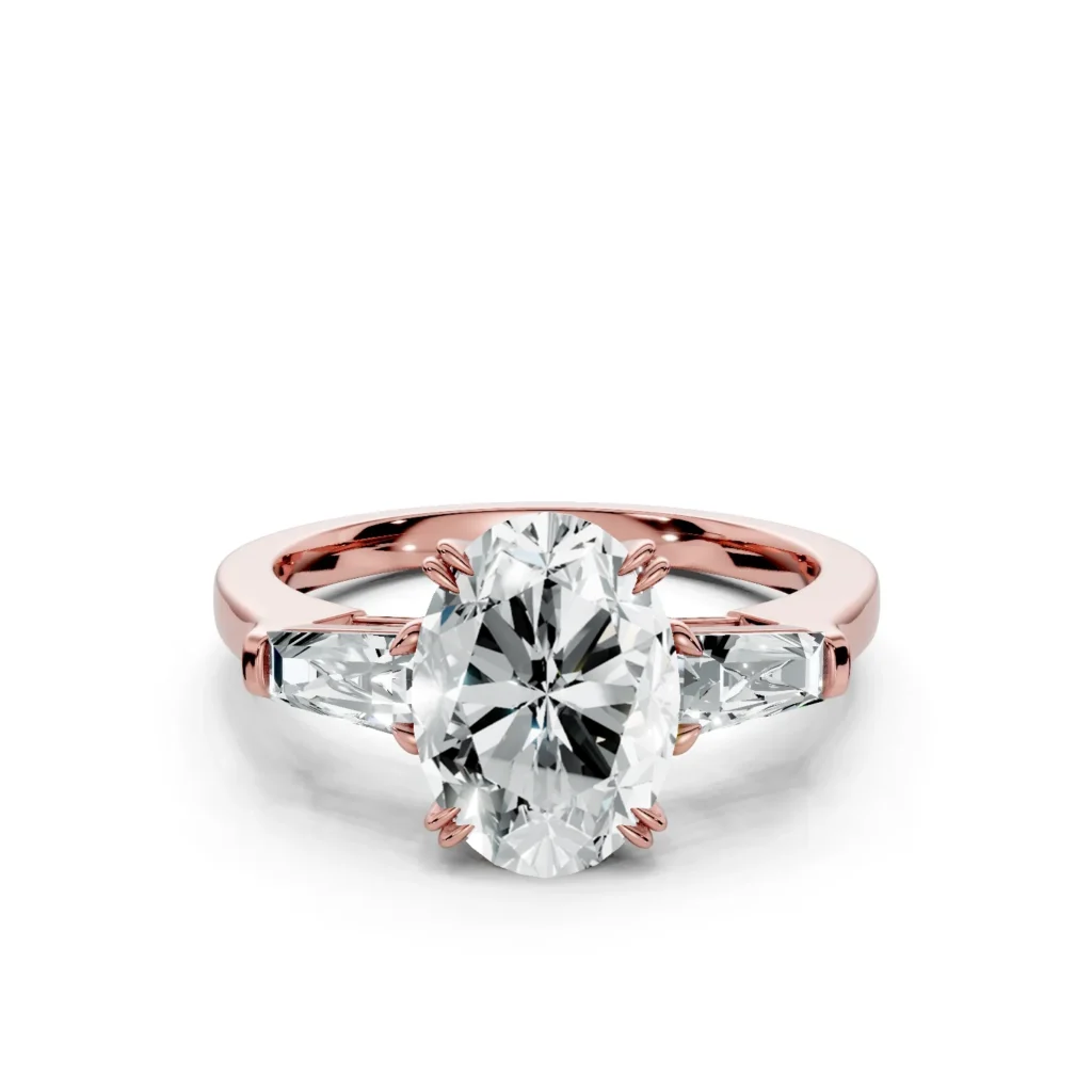 01 Three Stone Fashion Double Claw Standard Profile Solitaire Straight oval engagement ring 1 1