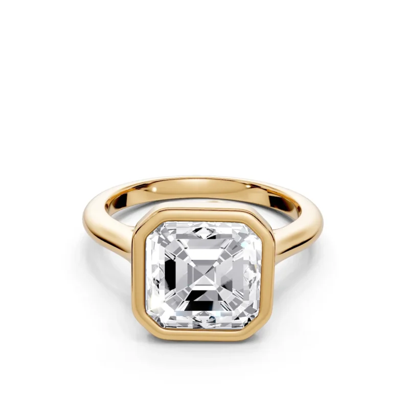 1 Solitary Fashion Bezel Bridge Floating Standard Profile Solitaire Standard asscher engagement ring 1