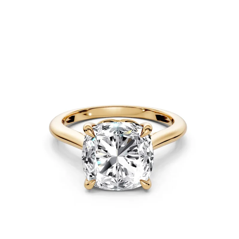 1 Solitary Fashion Four Prong Cathedral Standard Profile Solitaire Comfort cushion engagement ring 1