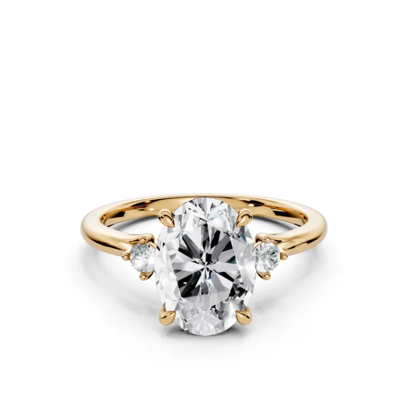 1 Three Stone Fashion Four Prong Hidden Halo Light Pass Standard Profile Solitaire Standard oval engagement ring 1