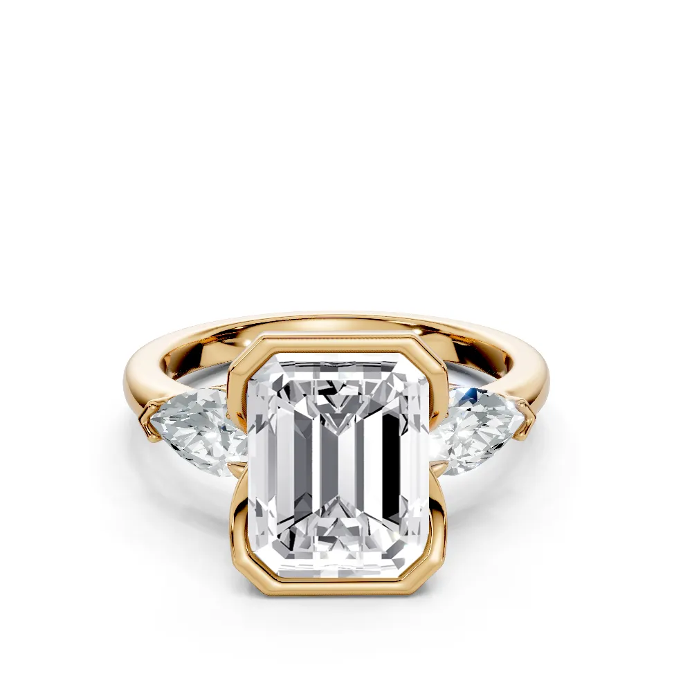 1 Three Stone Fashion Half Bezel Light Pass Low Profile Solitaire Comfort emerald engagement ring 2 1 Three Stone Fashion Half Bezel Light Pass Low Profile Solitaire Comfort emerald engagement ring 2