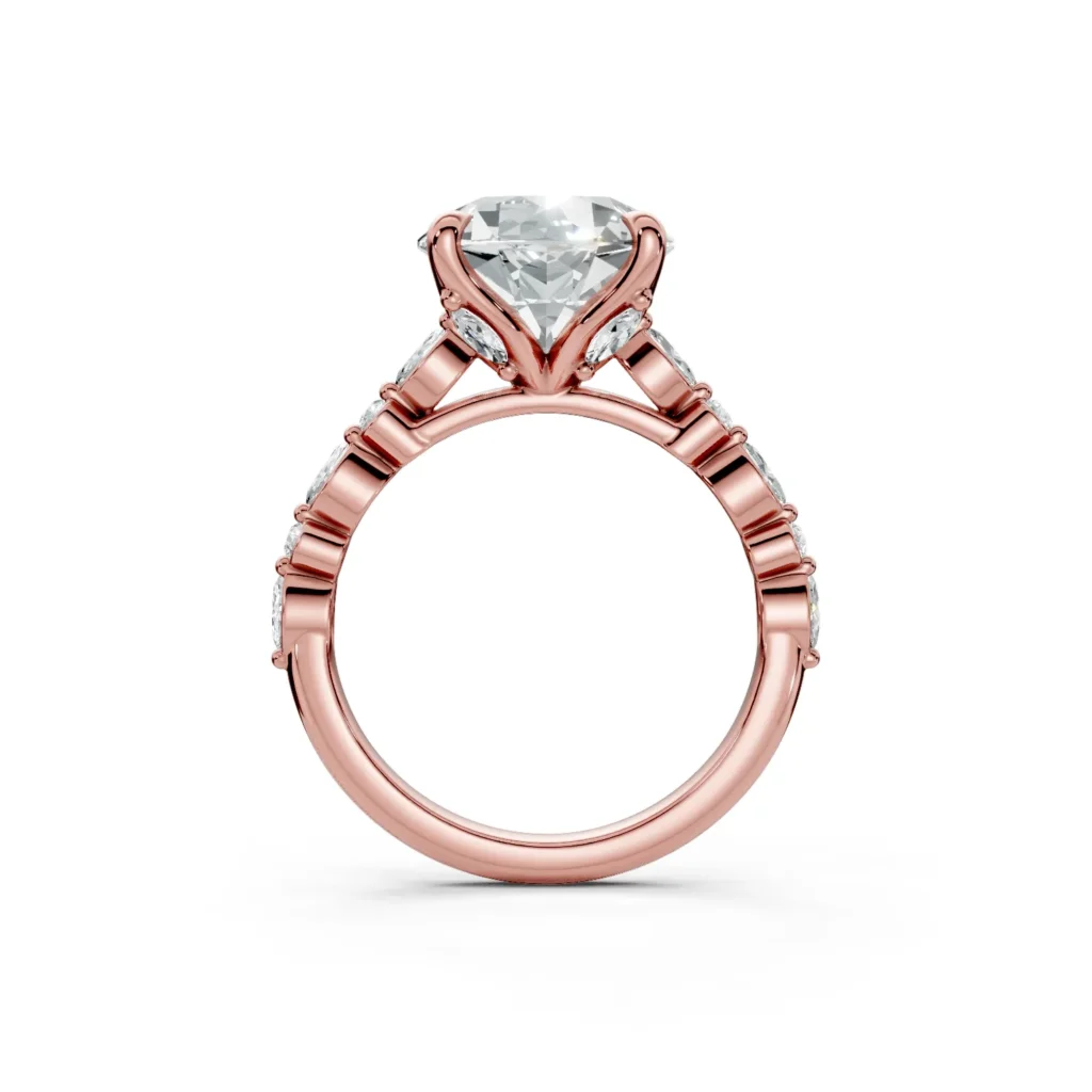 10 Solitary Fashion Floral Cathedral Standard Profile Alternating Pave 12 coverage round engagement ring 1