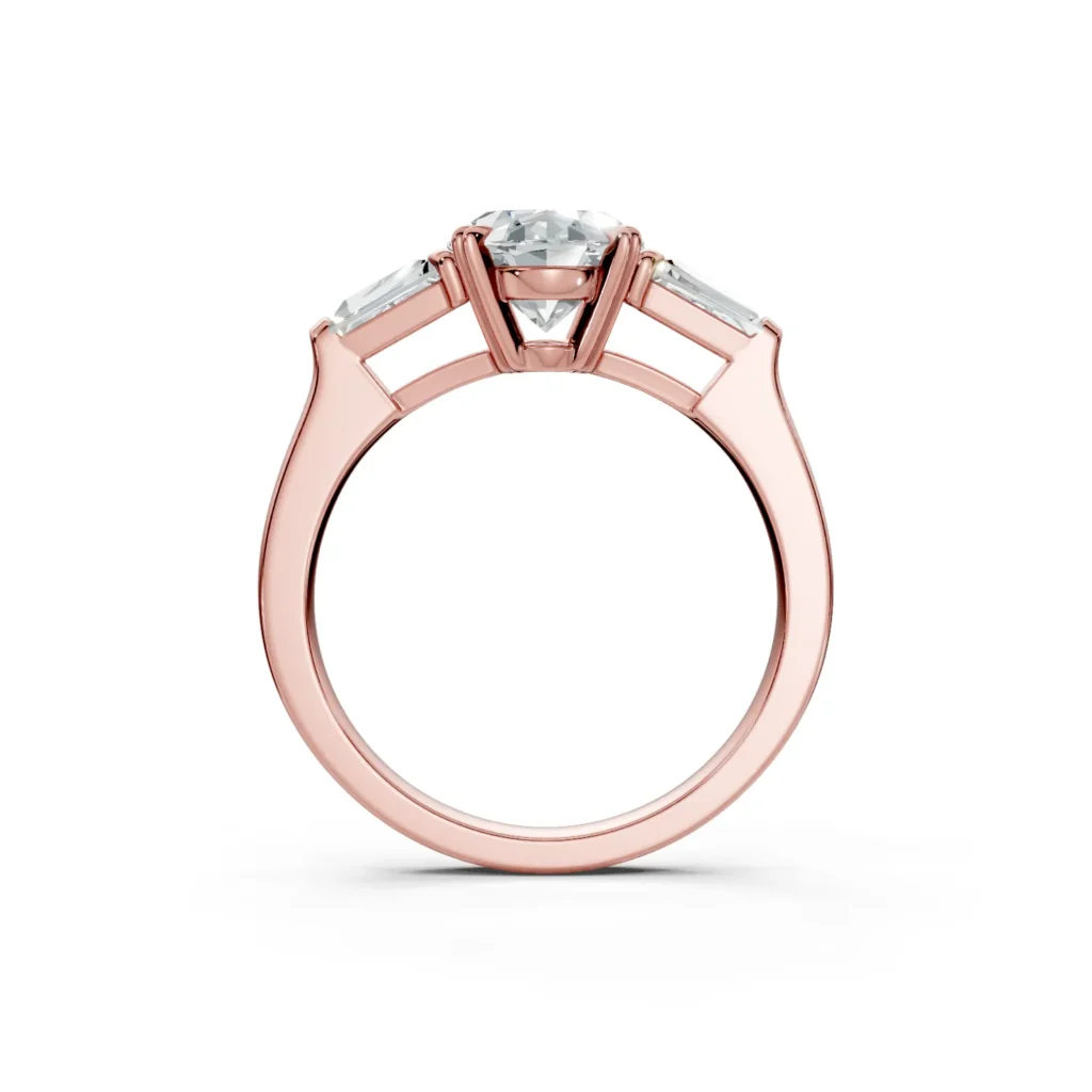 10 Three Stone Fashion Double Claw Standard Profile Solitaire Straight oval engagement ring 1