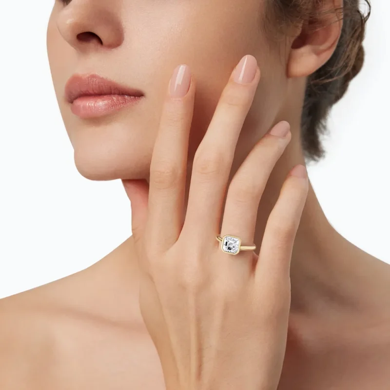 13 Solitary Fashion Bezel Bridge Floating Standard Profile Solitaire Standard asscher engagement ring 1