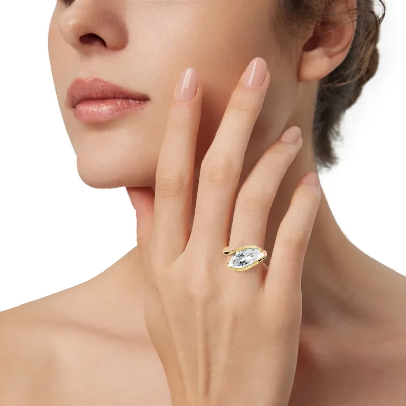 13 Solitary Fashion Half Bezel Light Pass Standard Profile Split Shank marquise engagement ring 1