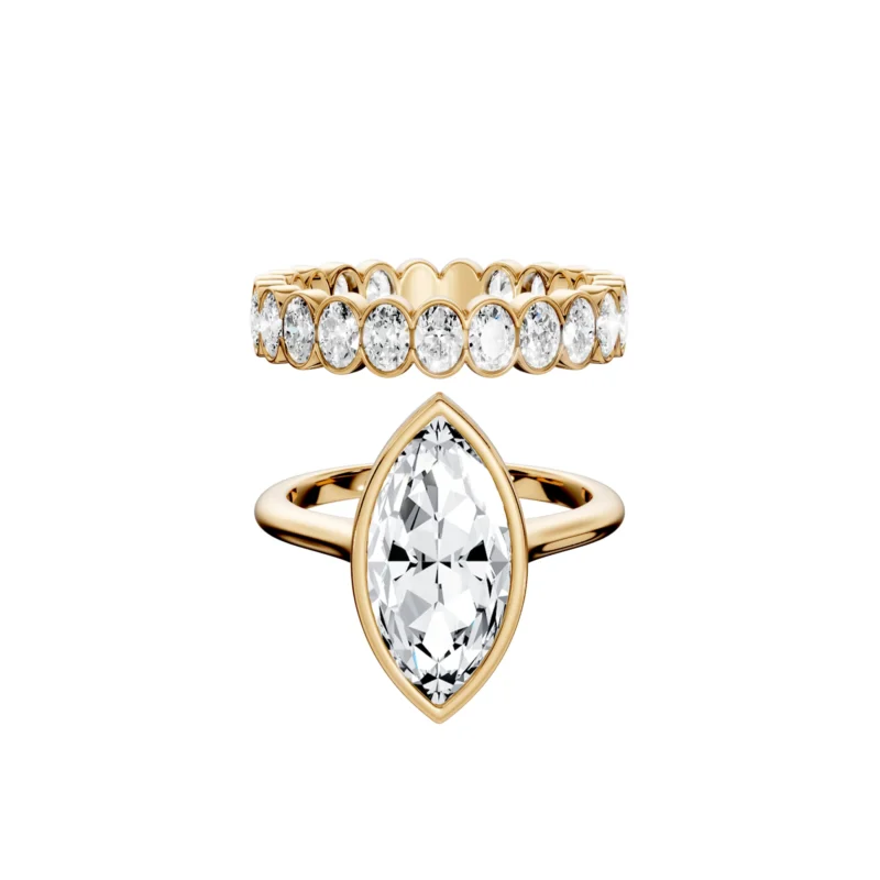 14 Fate Bezel Marquise with Oval Bridal Set