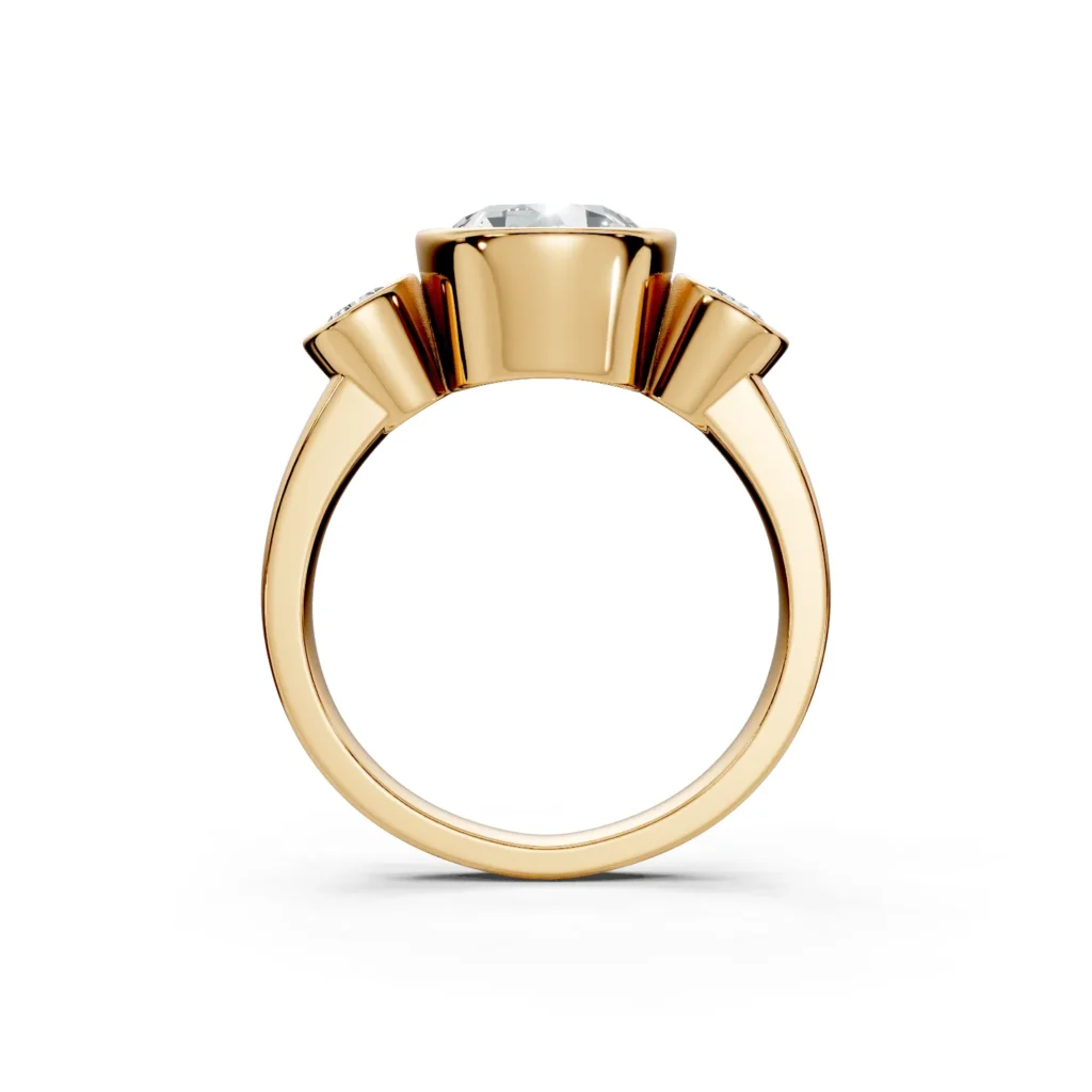 2 Solitary Fashion Bezel Low Profile Solitaire Straight round engagement ring 1