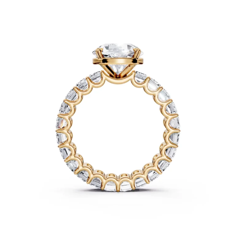 2 Solitary Fashion Double Claw Low Profile Ushape Pave full coverage round engagement ring 2