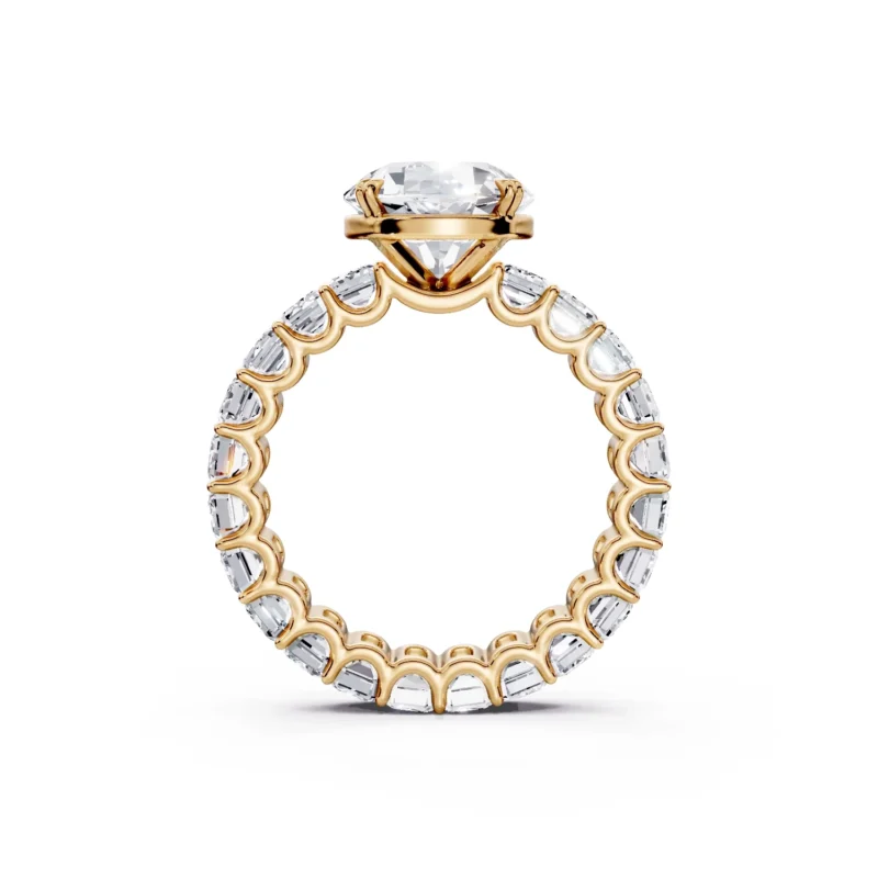 2 Solitary Fashion Double Claw Low Profile Ushape Pave full coverage round engagement ring 2