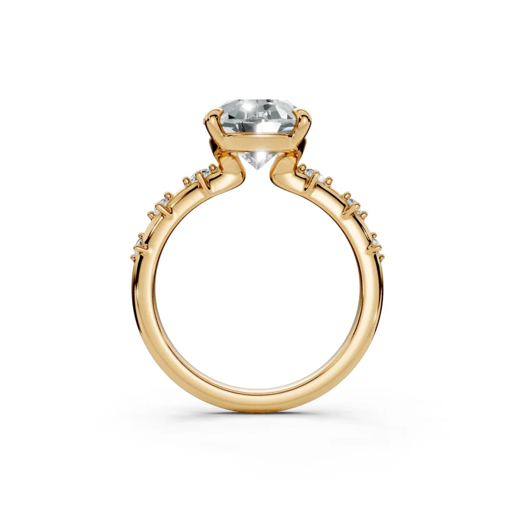 2 Solitary Fashion Four Prong Light Pass Standard Profile Pinpoint Pave 12 coverage pear engagement ring