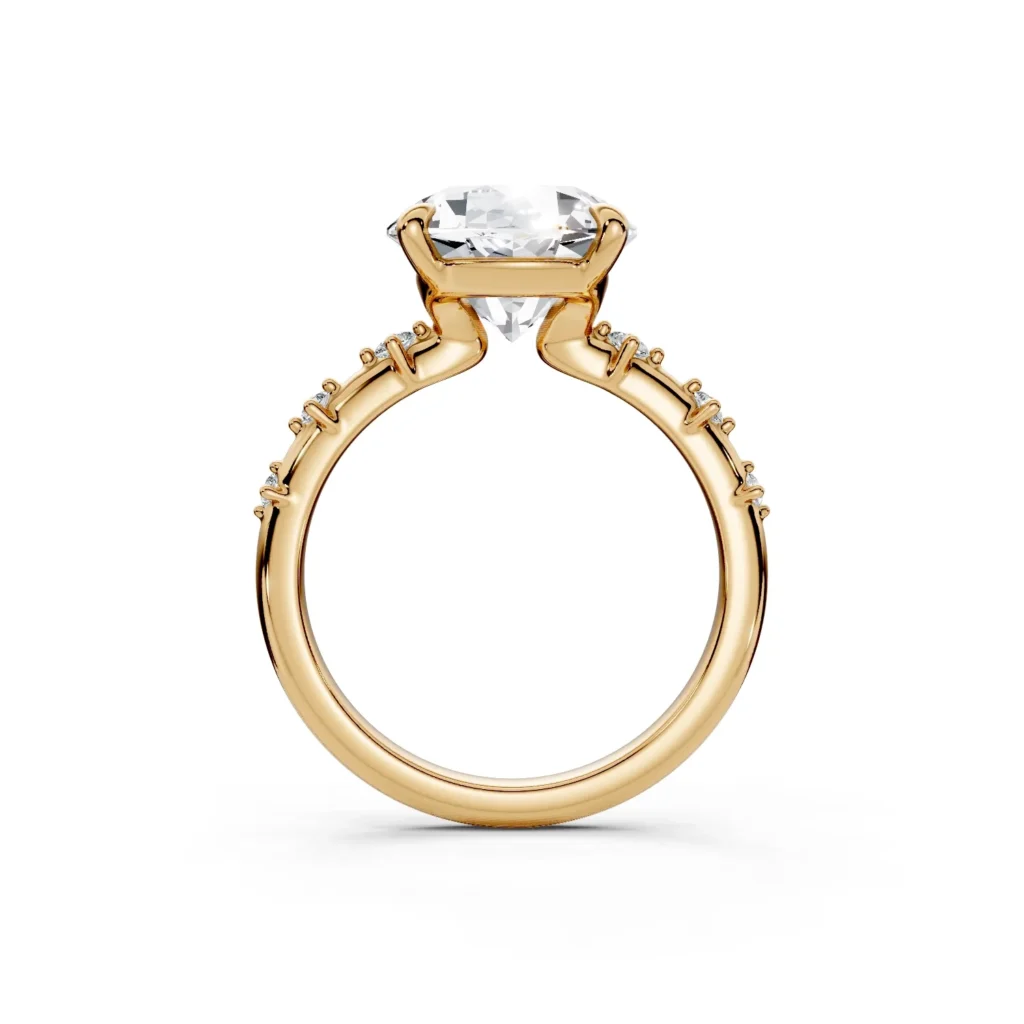 2 Solitary Fashion Four Prong Light Pass Standard Profile Pinpoint Pave 12 coverage round engagement ring