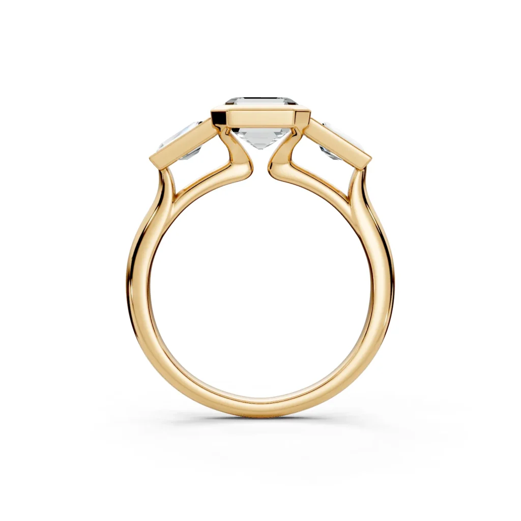 2 Three Stone Fashion Bezel Light Pass Standard Profile Solitaire Standard emerald engagement ring 1