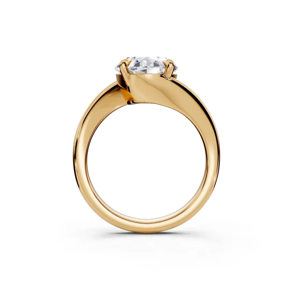 3 Solitary Four Prong Light Pass Standard Profile Solitaire Comfort U Pave oval