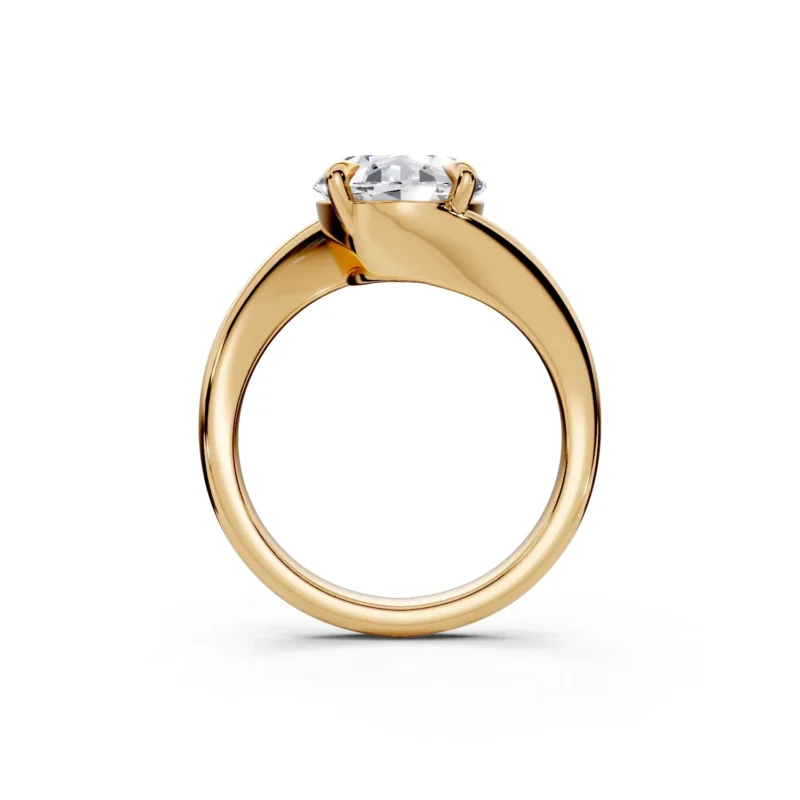 3 Solitary Four Prong Light Pass Standard Profile Solitaire Comfort U Pave oval