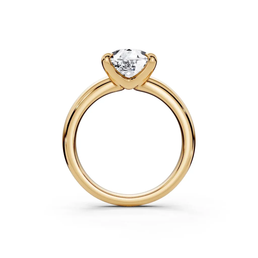 6 Solitary Four Prong Standard Profile Light Pass Solitaire Comfort elongated cushion engagement ring