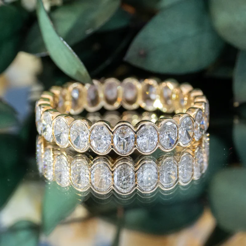 North South Oval Cut Half Bezel Eternity Ring 1