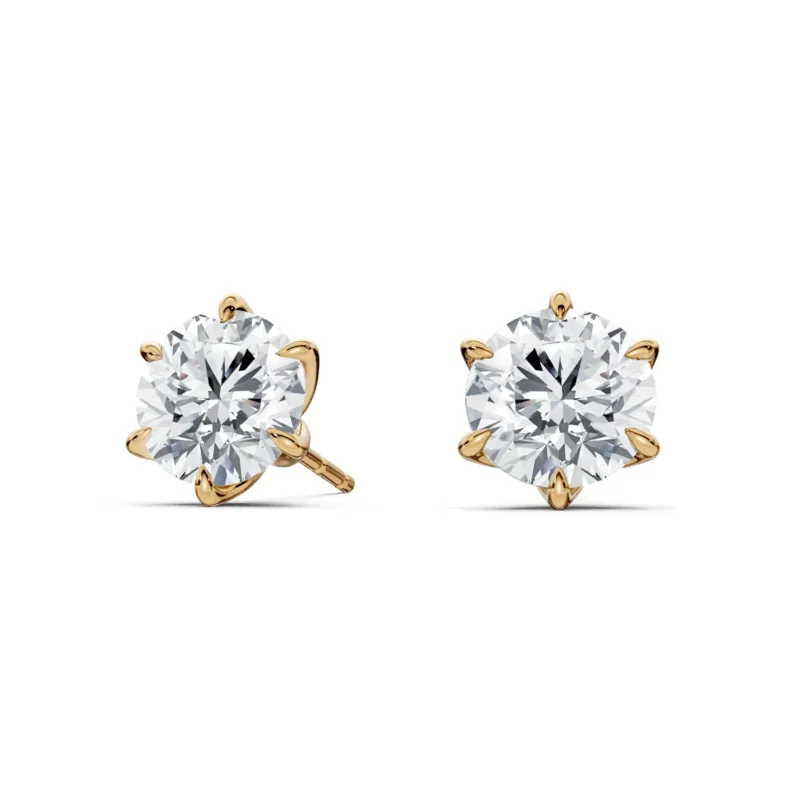 1 Solitary Six Prong Round Prong Martini Floral earring round