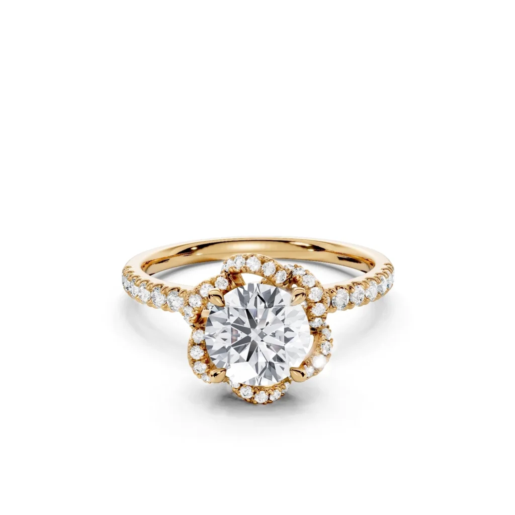 1 Vivre Features Halo Four Prong Outstanding Profile U Pavé 1 2 coverage round 1ct