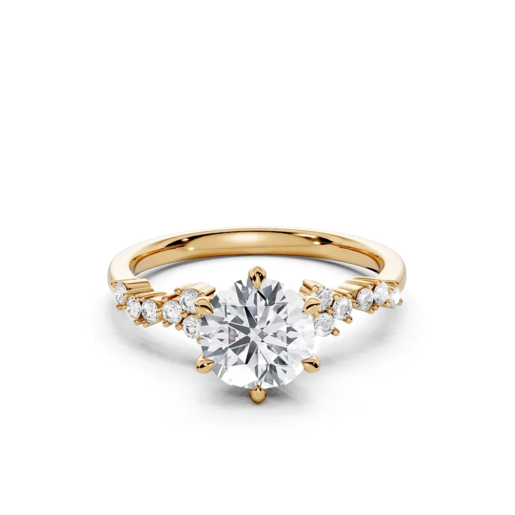 1 Vivre Features Solitary Four Prong Low Profile Light Pass Alternating Pavé 1 4 coverage round 1ct