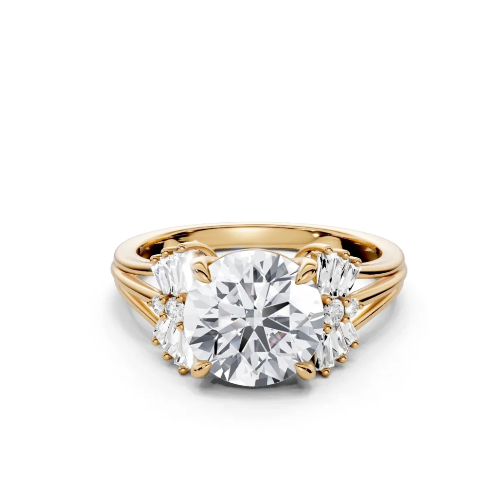 1 Vivre Features three stone cathedral Standard Profile Solitaire Comfort round 2ct