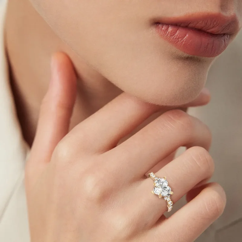 13 Vivre Features Solitary Four Prong Low Profile Light Pass Alternating Pavé 1 4 coverage heart 1ct