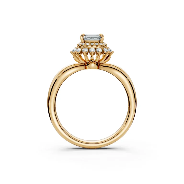 2 Vivre Features Halo Four Prong Standard Profile Solitaire Comfort emerald 1ct