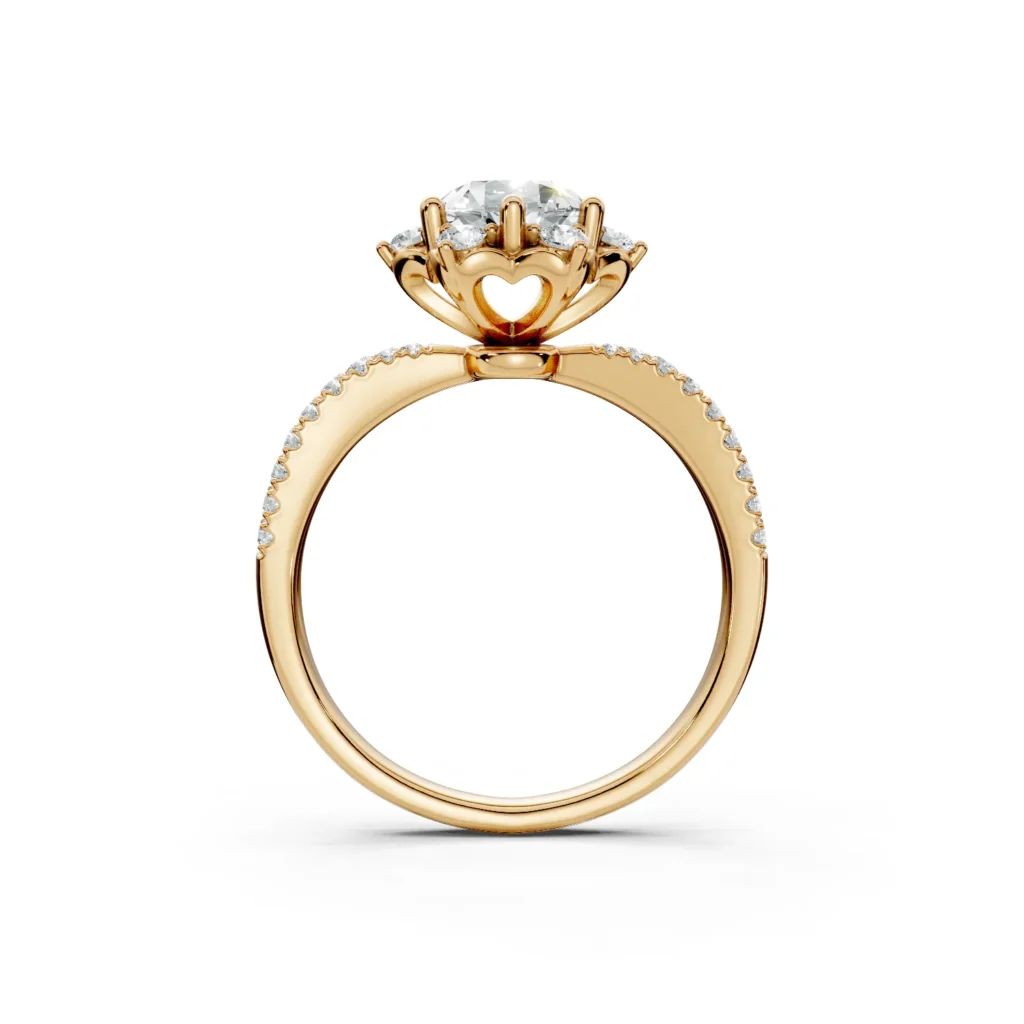2 Vivre Features Halo Six Prong Outstanding Profile Split Shank U Pavé full coverage round 1ct