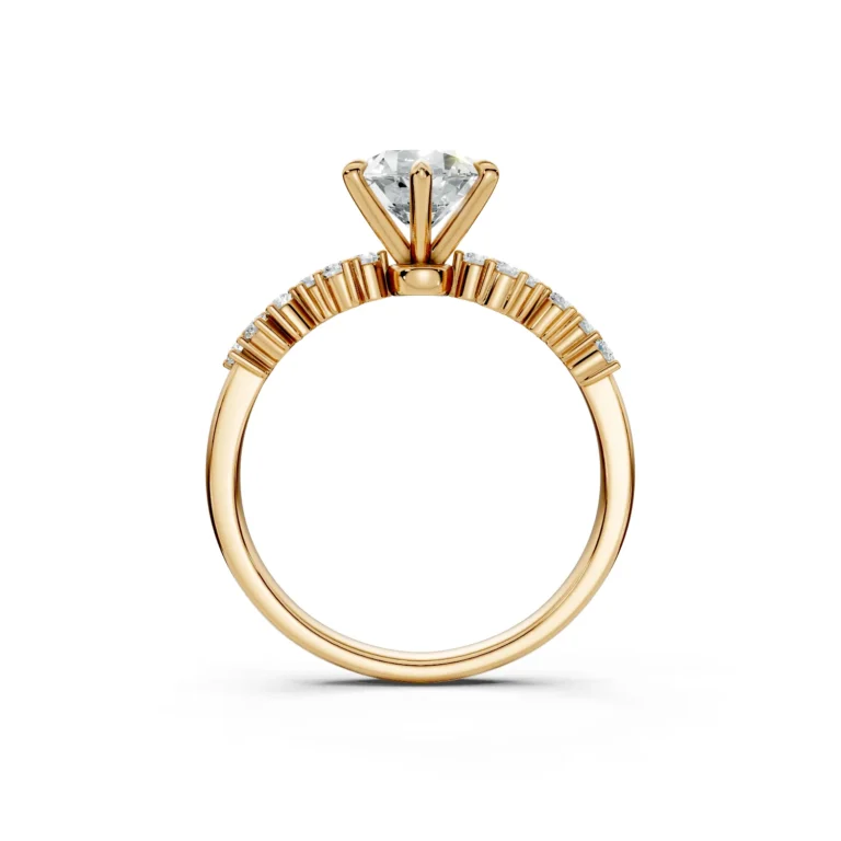 2 Vivre Features Solitary Four Prong Low Profile Light Pass Alternating Pavé 1 4 coverage round 1ct