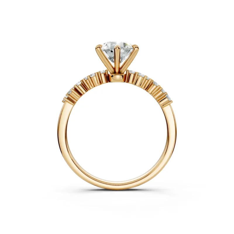 2 Vivre Features Solitary Four Prong Low Profile Light Pass Alternating Pavé 1 4 coverage round 1ct