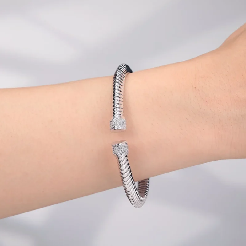 3 Luce Geometric Polished Slim Cuff