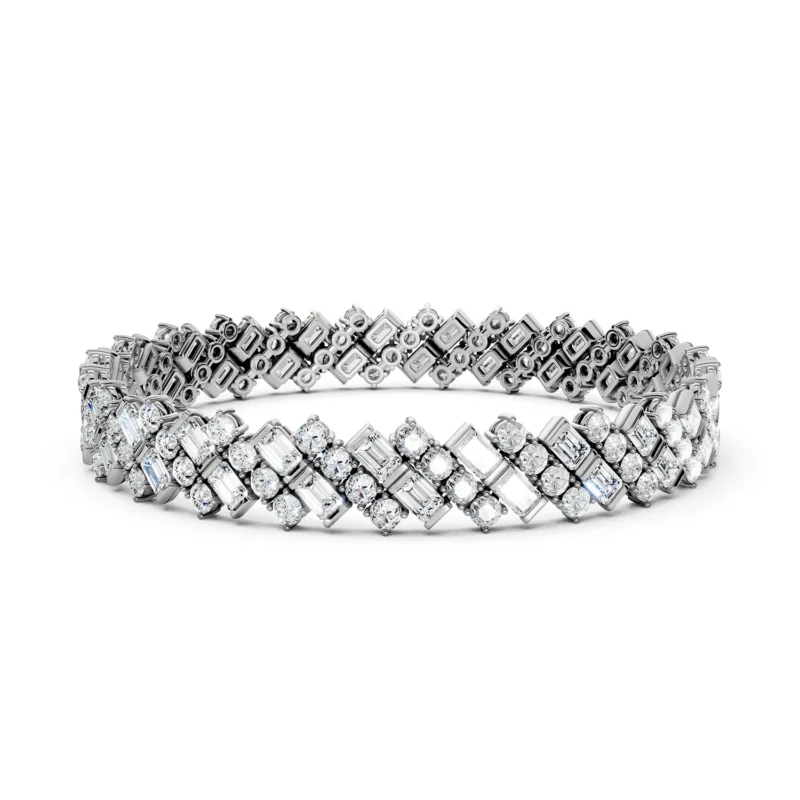 6 Tennis Combo Prong Setting 5 row Adaptive Basket Alternative Orientation round emerald