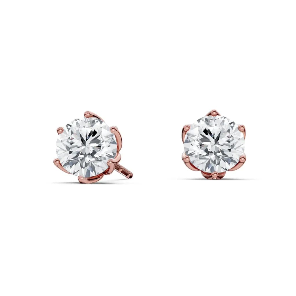 9 Solitary Six Prong Martini Floral earring round
