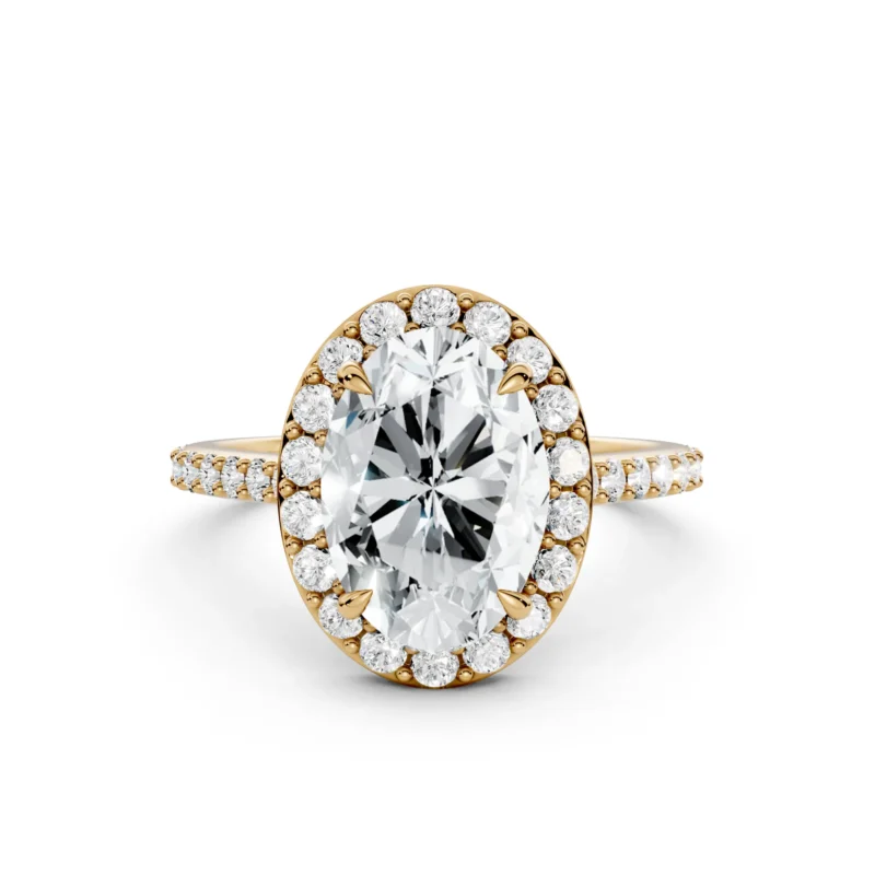 1 Classic Halo Oval Cut U Pavé Diamond Ring