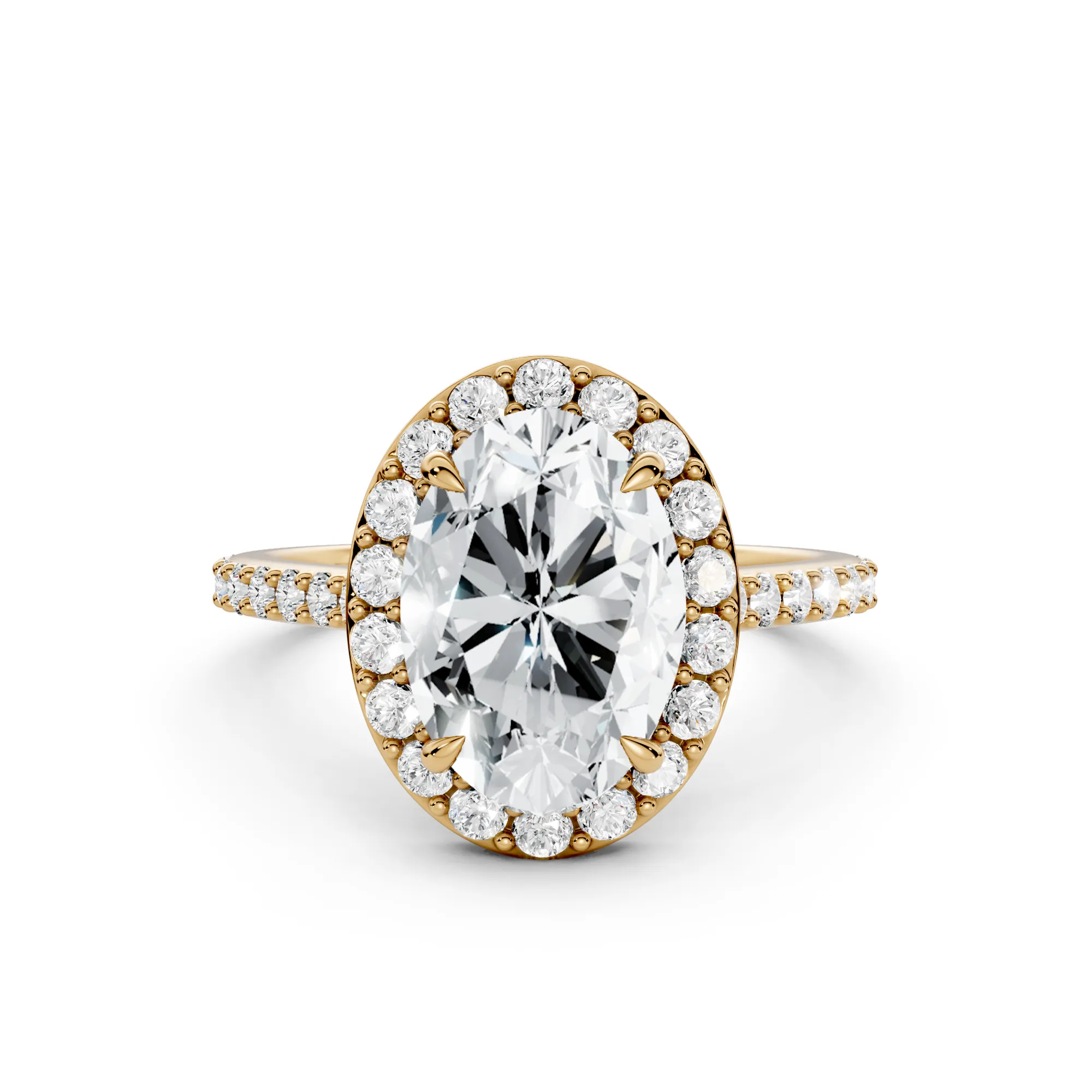 1 Classic Halo Oval Cut U Pavé Diamond Ring