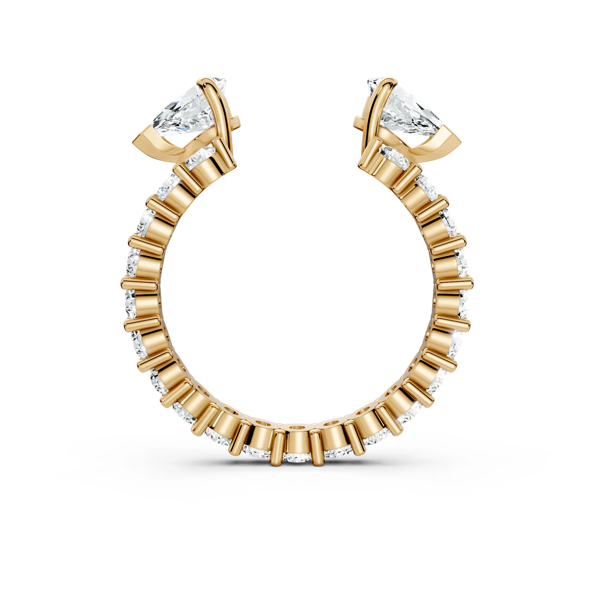 2 Side Stone Open Ring