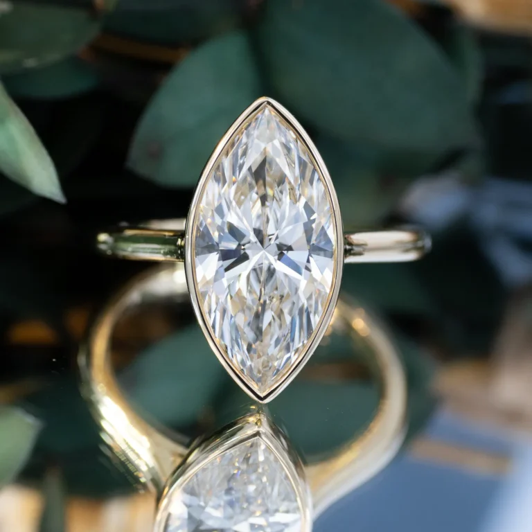 Bezel Floating Bridge Minimalist Marquise Diamond Ring