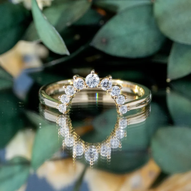 Curved Half Halo Wedding Ring 1